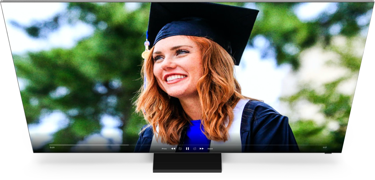 College student graduation on TV